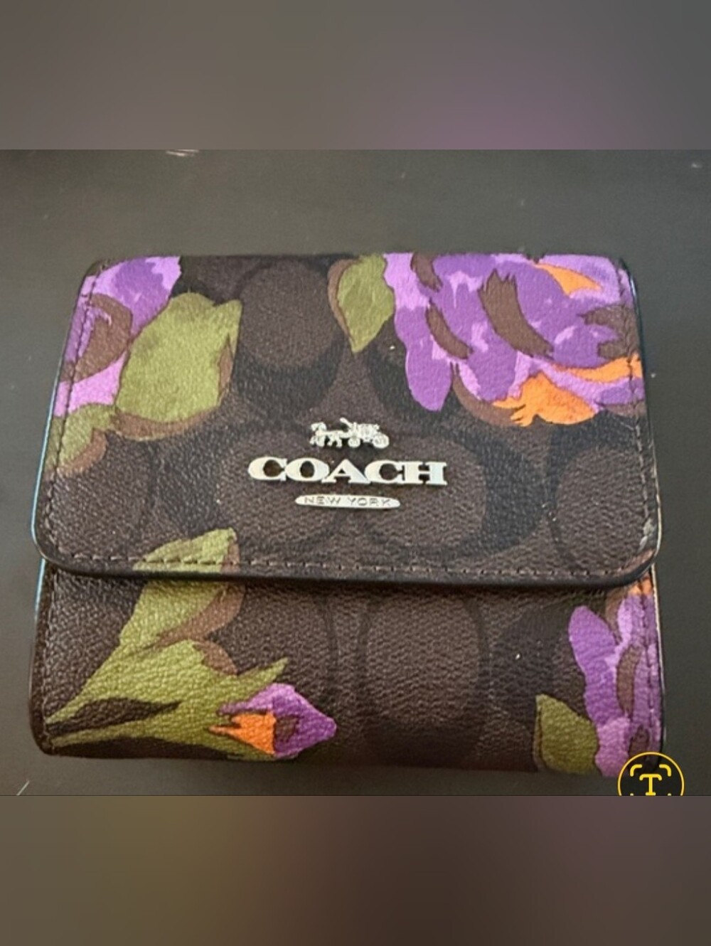 Coach Small Brown and and Plum Iris Wallet